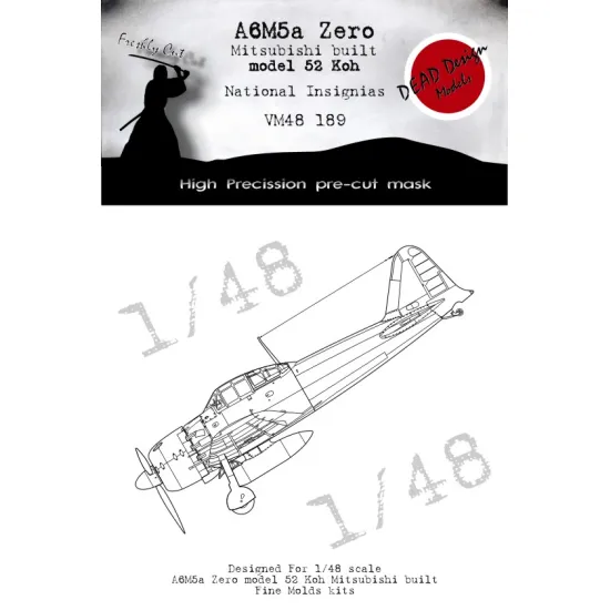 Dead Design Vm48189 1/48 Painting Mask A6m5a M.52 Koh Mitsubishi Nat Ins For Fine Molds
