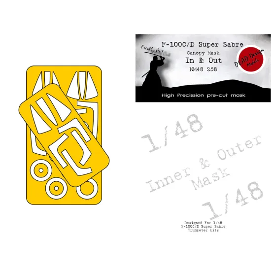Dead Design Nm48258 1/48 Painting Canopy Mask F-100d Super Sabre In And Out For Trumpeter