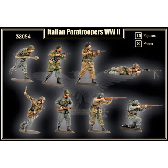 Mars Figures 32054 1/32 Italian Paratroopers Ww2 16 Figures / 8 Poses