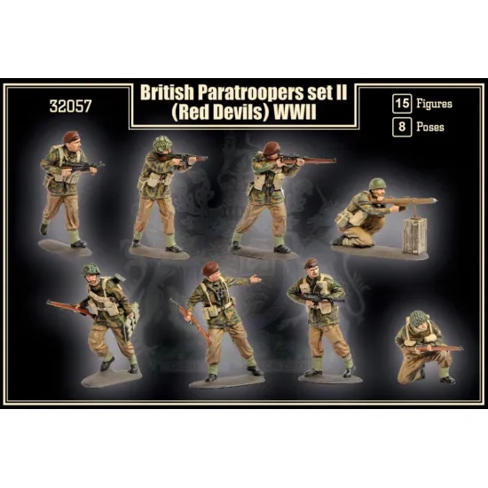 Mars Figures 32057 1/32 British Paratroopers Set Ii Red Devils Ww2 15 Figures / 8 Poses