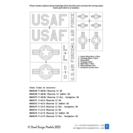 Dead Design Nm48310 1/48 Painting Mask B-57b/G Canberra Insignias For Airfix