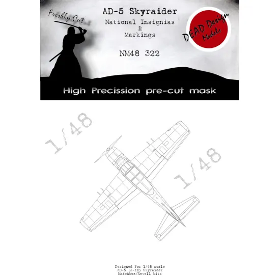 Dead Design Nm48322 1/48 Painting Mask A-1e Ad-5 Skyraider Insignias For Matchbox