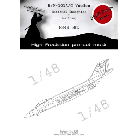 Dead Design Nm48382 1/48 Painting Mask R/F-101a/C Nat Insignias For Voodoo Kitty Hawk