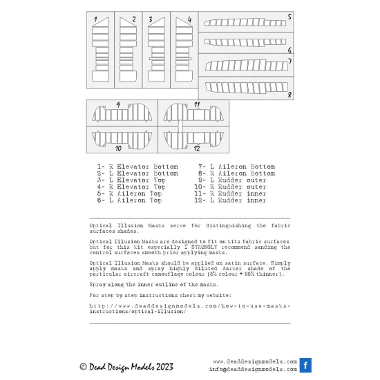 Dead Design Sm48048 1/48 Set Of Spray Mask B-25j Control Surfaces For Hk Models