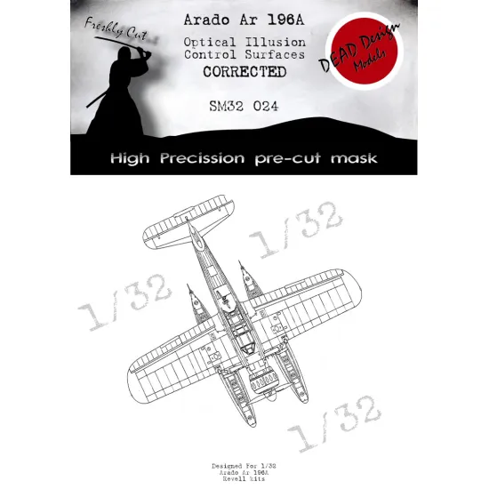 Dead Design Sm32024 1/32 Set Of Spray Mask Ar 196 Control Surfaces For Revell