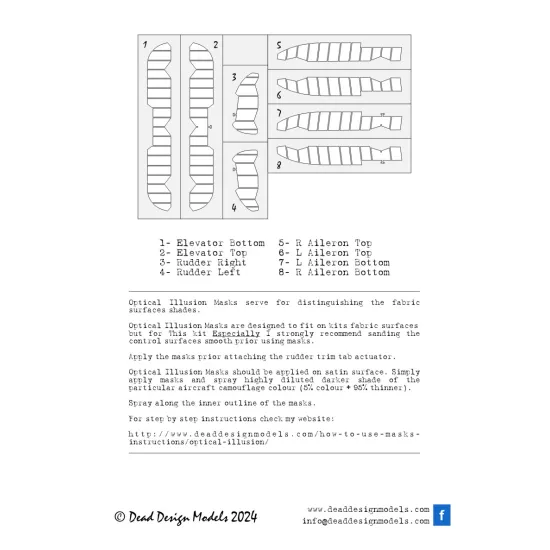 Dead Design Sm32024 1/32 Set Of Spray Mask Ar 196 Control Surfaces For Revell