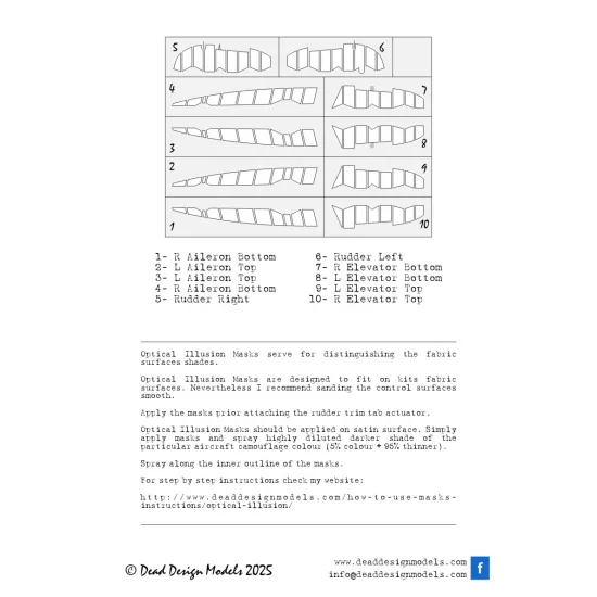 Dead Design Sm32031 1/32 Set Of Spray Mask Spitfire Mk.v Control Surfaces For Kotare