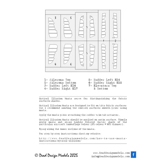 Dead Design Sm32036 1/32 Set Of Spray Mask Bf 109k-4 Control Surfaces Kotare