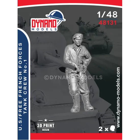 Dynamo Models 48131 1/48 Us/Free French Forces Tanker 1944 3d Printed Resin Kit