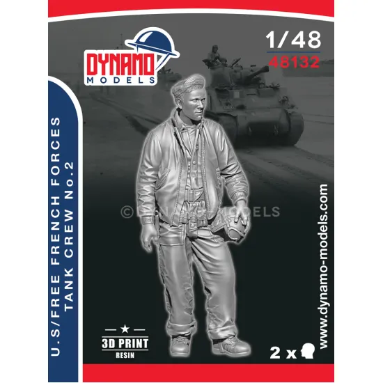 Dynamo Models 48132 1/48 Us/Free French Forces Tanker 1944 3d Printed Resin Kit