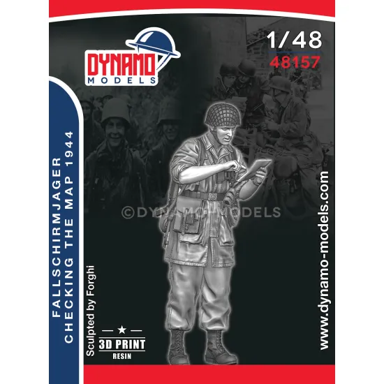 Dynamo Models 48157 1/48 Fallschirmjager Checking The Map Normandy 1944 3d Printed Resin Kit