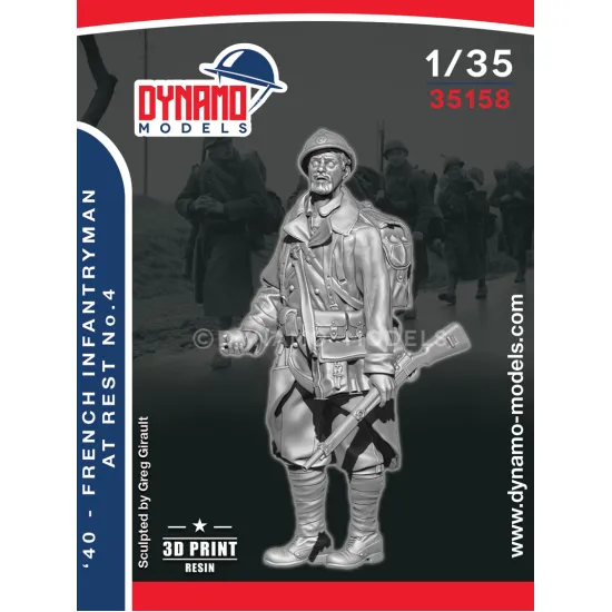 Dynamo Models 35158 1/35 1940 French Infantryman At Rest 3d Printed Resin Kit