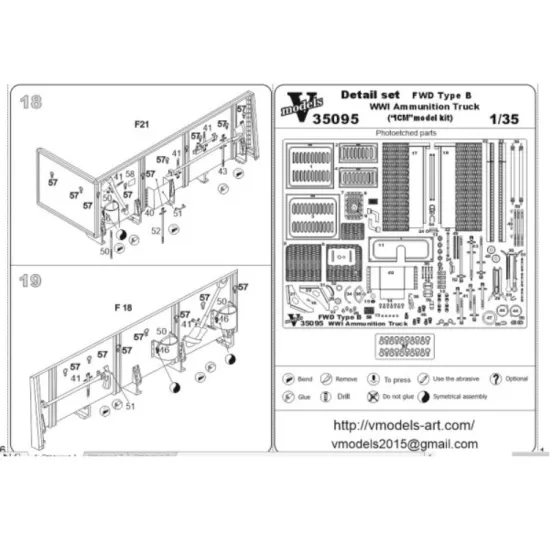 Vmodels 35095 1/35 Detail Set Fwd Type B Wwi Army Truck Militari Icm Model Kit