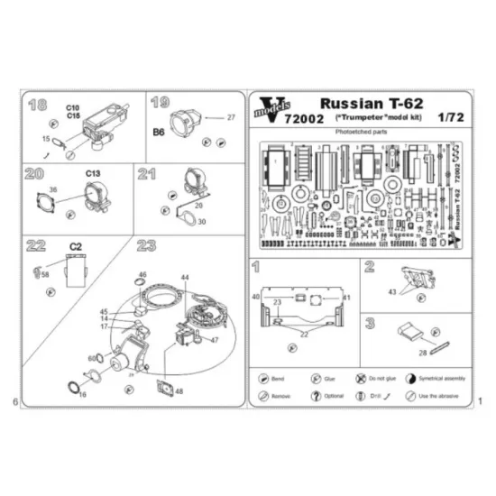 Vmodels 72002 1/72 Russian T-62 Era Photo-etched Accessories Kit