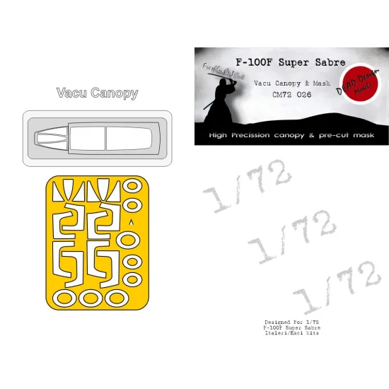 Dead Design Cm72026 1/72 F-100f Vacu Canopy And Mask Esci And Italeri