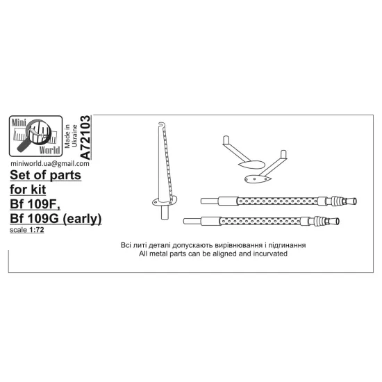 Mini World 72103 1/72 Set Of Parts For Kit Bf109f Bf109g Early Accessories Kit