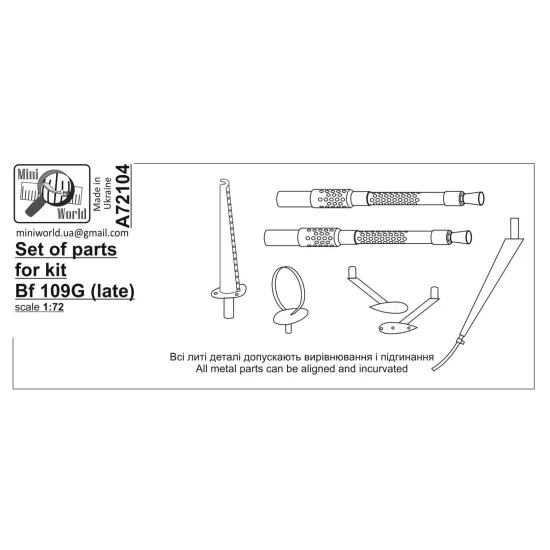 Mini World 72104 1/72 Set Of Parts For Kit Bf109f Bf109g Late Accessories Kit
