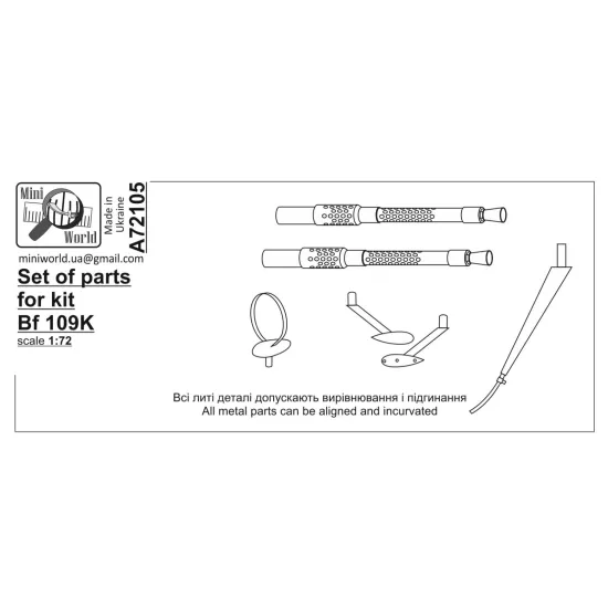 Mini World 72105 1/72 Set Of Parts For Kit Bf109k Accessories Kit