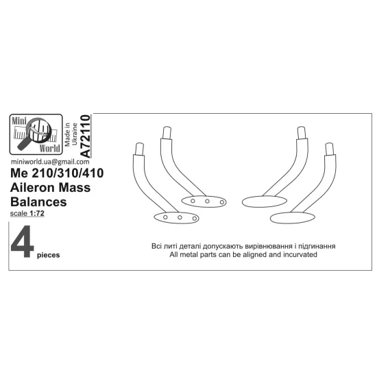 Mini World 72110 1/72 Me210 Aileron Mass Balances Accessories Kit
