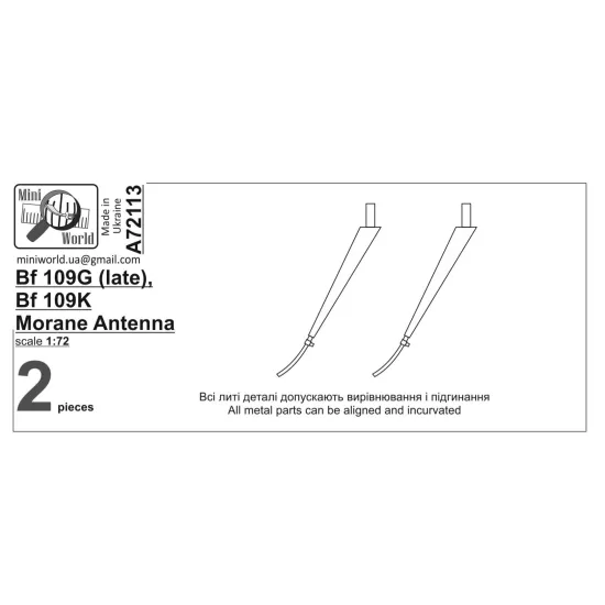 Mini World 72113 1/72 Bf109g Late Bf109k Morane Antenna 2 Pieces Accessories Kit