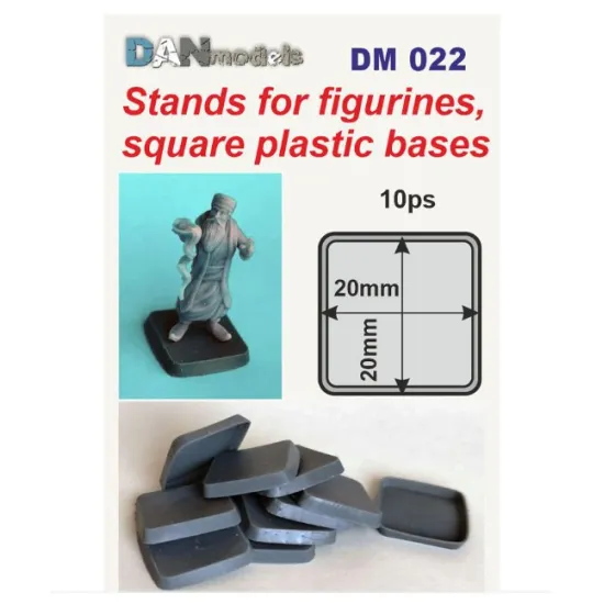 Dan Models 022 Stends For Figurines Square Plastic Bases 20/20mm 10ps