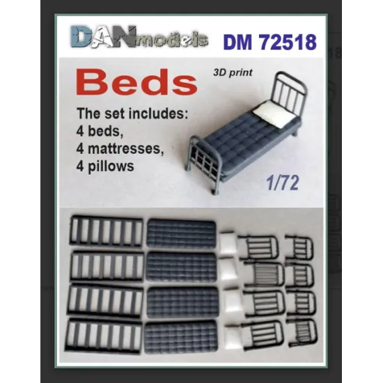 Dan Models 72518 1/72 Beds Mattresses And Pillows 4 Pcs 3d Print