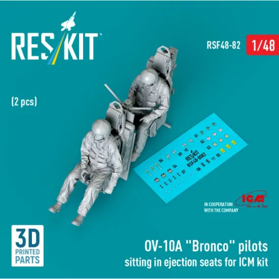 Reskit Rsf48-0082 1/48 Ov-10a Bronco Pilots Sitting In Ejection Seats For Icm Kit 2 Pcs 3d Printed