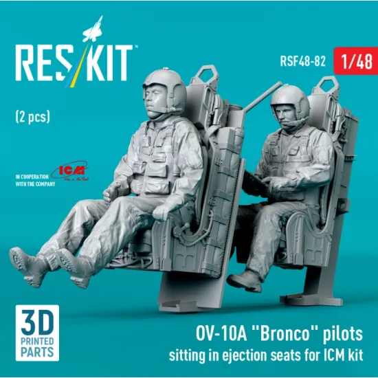 Reskit Rsf48-0082 1/48 Ov-10a Bronco Pilots Sitting In Ejection Seats For Icm Kit 2 Pcs 3d Printed