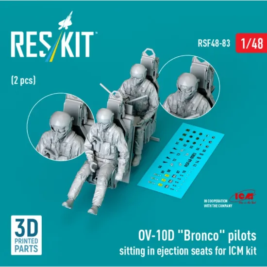 Reskit Rsf48-0083 1/48 Ov-10d Bronco Pilots Sitting In Ejection Seats For Icm Kit 2 Pcs 3d Printed