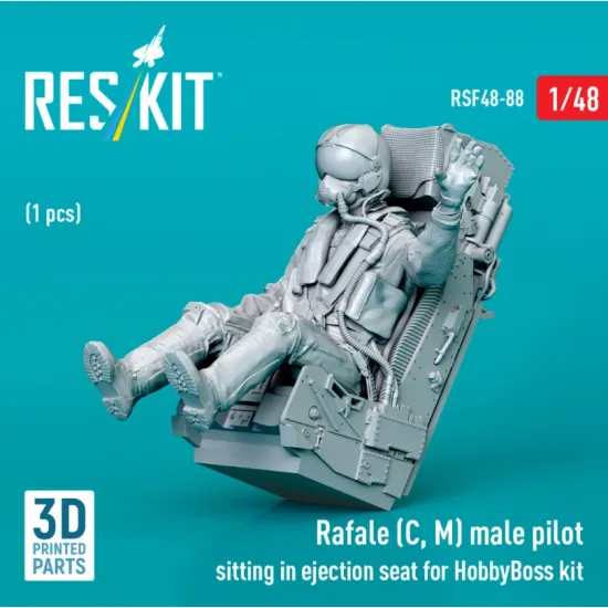 Reskit Rsf48-0088 1/48 Rafale C M Male Pilot Sitting In Ejection Seat For Hobbyboss Kit 1 Pcs 3d Printed