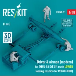 Reskit Rsf48-0091 1/48 Driver Airmen Modern 3 Pcs Mhu-83 D/E Lift Truck Lower Loading Position For Rsk48-0008 3d Printed