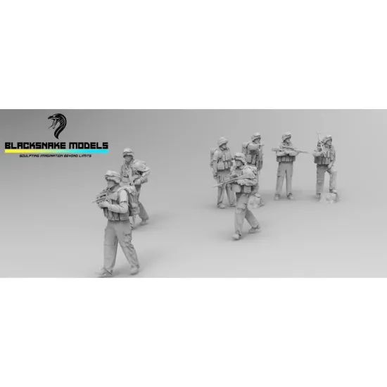 Black Snake Fr-afgha-48 1/48 7 French Troops In Afghanistan Resin Figures Kit