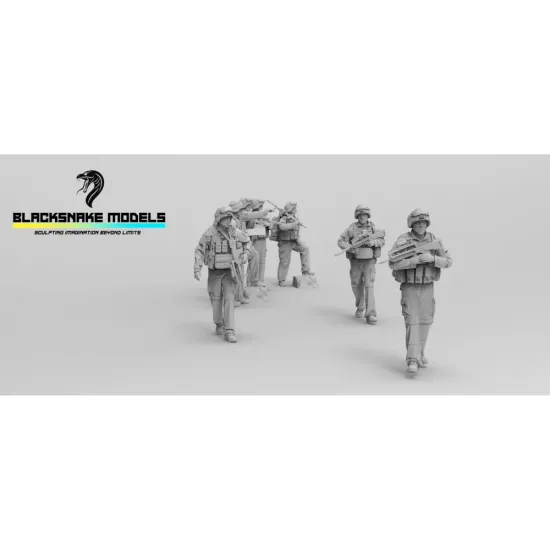 Black Snake Fr-afgha-48 1/48 7 French Troops In Afghanistan Resin Figures Kit