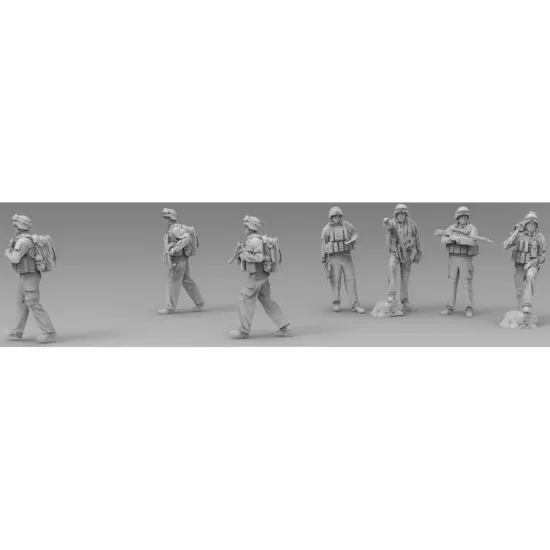 Black Snake Fr-afgha-48 1/48 7 French Troops In Afghanistan Resin Figures Kit