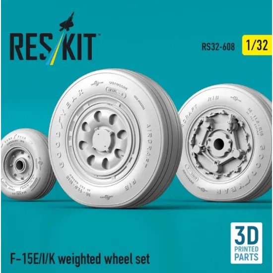 Reskit Rs32-0608 1/32 F-15e/I/K Weighted Wheel Set 3d Printed