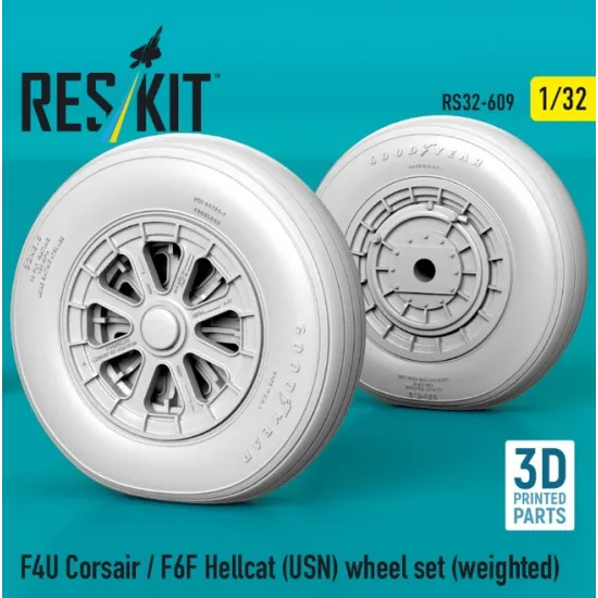 Reskit Rs32-0609 1/32 F4u Corsair/F6f Hellcat Usn Weighted Wheel Set 3d Printed