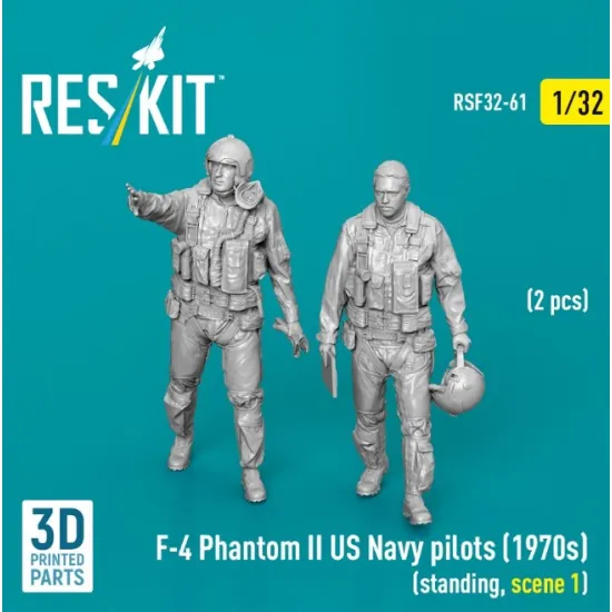 Reskit Rsf32-0061 1/32 F-4 Phantom Ii Us Navy Pilots 1970s Standing Scene 1 2 Pcs 3d Printed