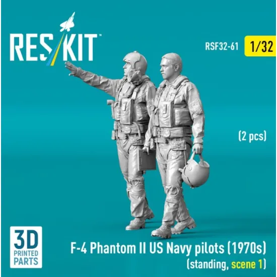 Reskit Rsf32-0061 1/32 F-4 Phantom Ii Us Navy Pilots 1970s Standing Scene 1 2 Pcs 3d Printed