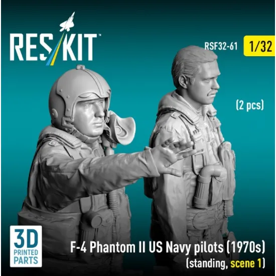 Reskit Rsf32-0061 1/32 F-4 Phantom Ii Us Navy Pilots 1970s Standing Scene 1 2 Pcs 3d Printed