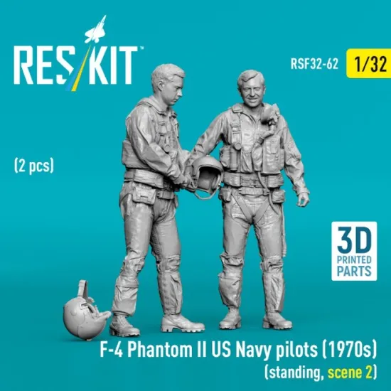 Reskit Rsf32-0062 1/32 F-4 Phantom Ii Us Navy Pilots 1970s Standing Scene 2 2 Pcs 3d Printed