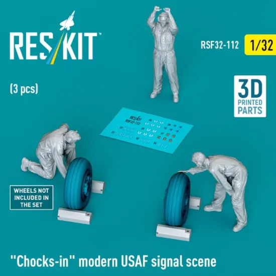 Reskit Rsf32-0112 1/32 Chocks-in Modern Usaf Signal Scene 3 Pcs 3d Printed