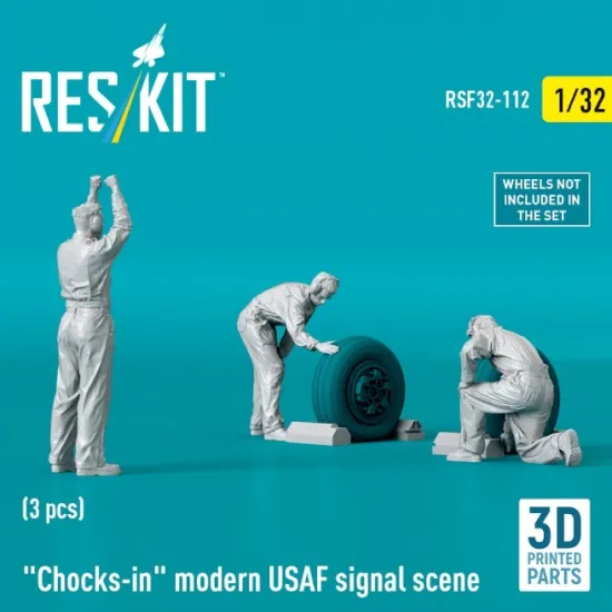 Reskit Rsf32-0112 1/32 Chocks-in Modern Usaf Signal Scene 3 Pcs 3d Printed
