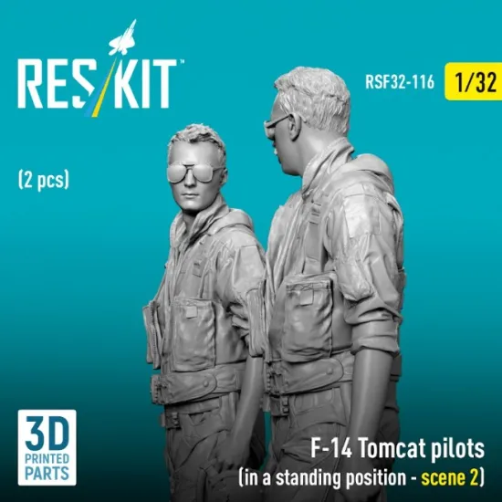 Reskit Rsf32-0116 1/32 F-14 Tomcat Pilots In A Standing Position Scene 2 2 Pcs 3d Printed