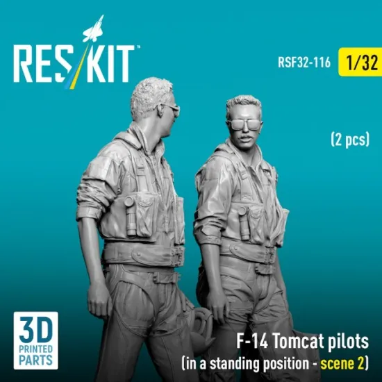 Reskit Rsf32-0116 1/32 F-14 Tomcat Pilots In A Standing Position Scene 2 2 Pcs 3d Printed