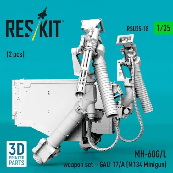 Reskit Rsu35-0018 1/35 Mh-60g/L Gau-17/A M134 Minigun Weapon Set 2 Pcs 3d Printed