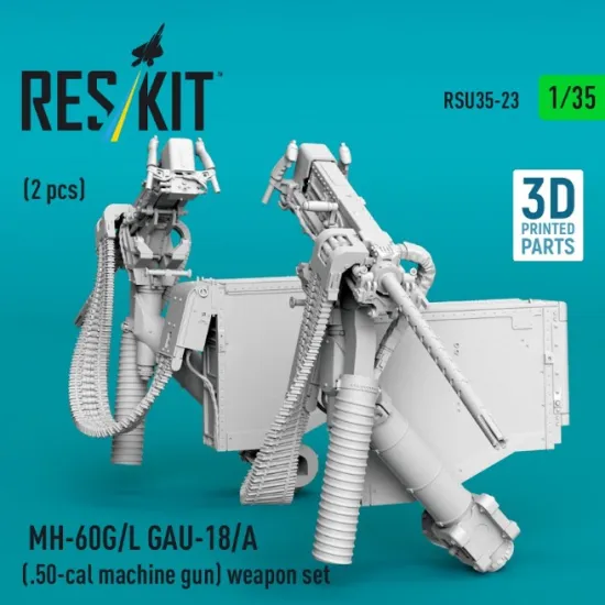 Reskit Rsu35-0023 1/35 Mh-60g/L Gau-18/A 50 Cal Machine Gun Weapon Set 2 Pcs 3d Printed