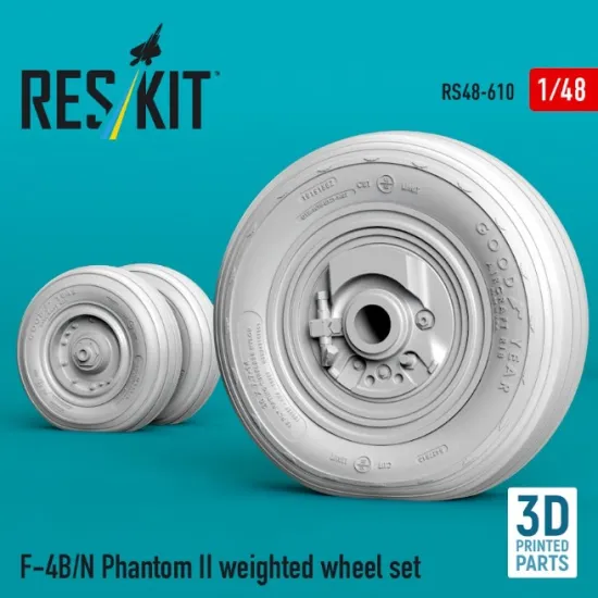 Reskit Rs48-0610 1/48 F-4b/N Phantom Ii Weighted Wheel Set 3d Printed
