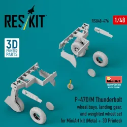 Reskit Rsu48-0476 1/48 P-47d/M Thunderbolt Wheel Bays Landing Gear And Weighted Wheel Set For Miniart Kit Metal 3d Printed