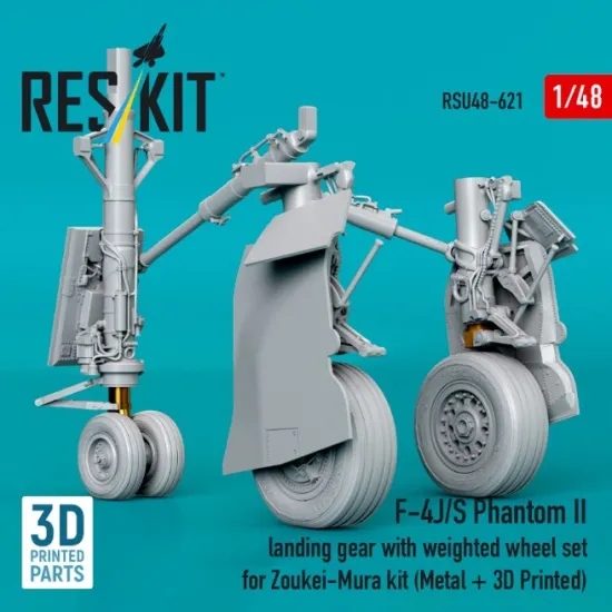 Reskit Rsu48-0621 1/48 F-4j/S Phantom Ii Landing Gear With Weighted Wheel Set For Zoukei-mura Kit Metal 3d Printed