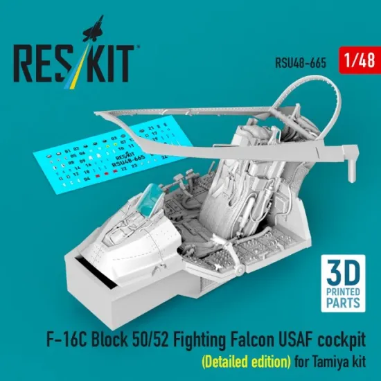 Reskit Rsu48-0665 1/48 F-16c Block 50/52 Fighting Falcon Usaf Cockpit Detailed Edition For Tamiya Kit 3d Printed